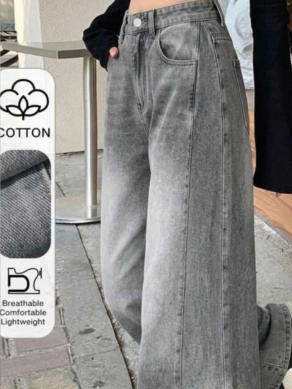 NEW W TAGS Dazy wide leg washed grey jeans size large